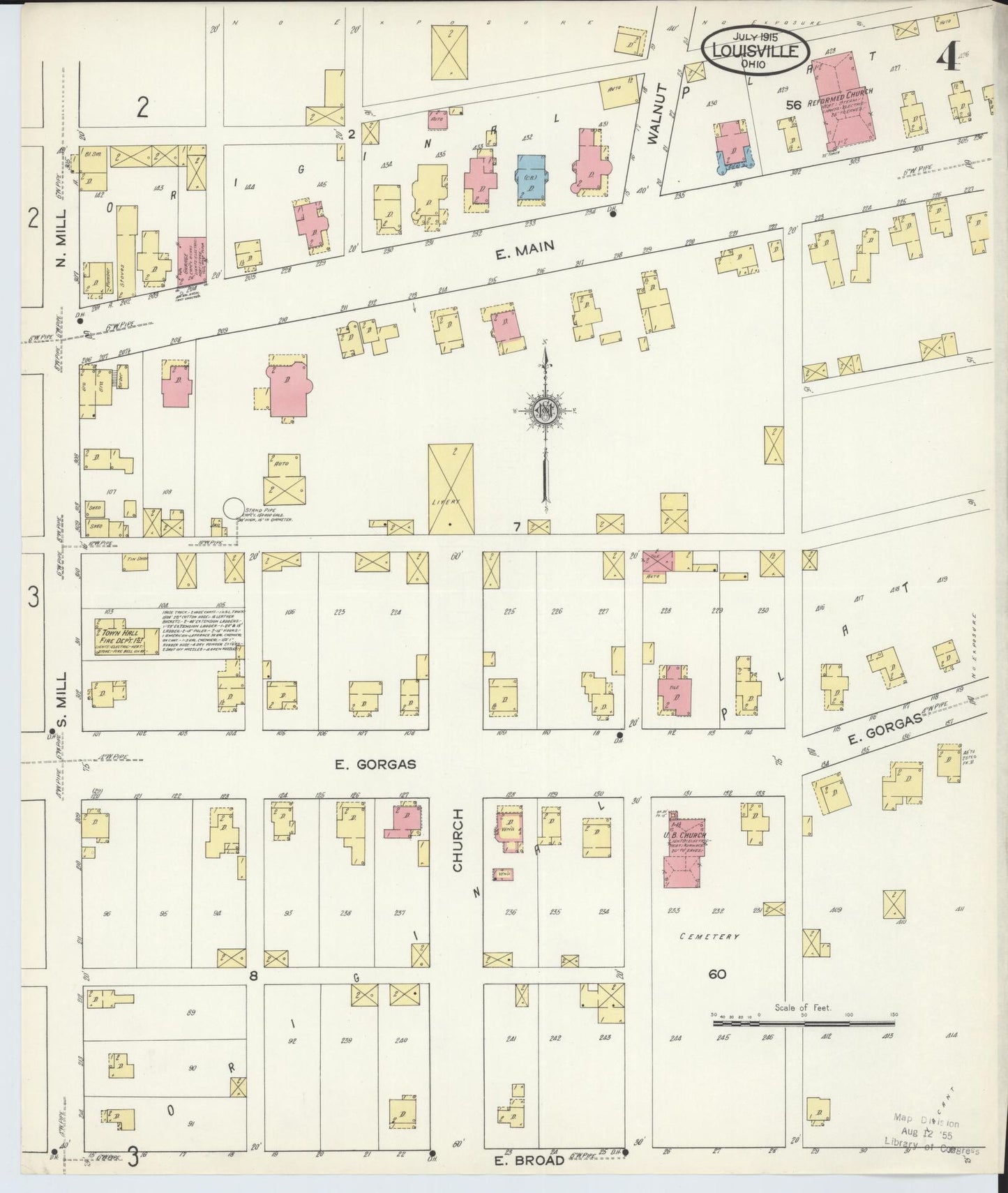 Sanborn Fire Insurance Map from Louisville, Stark County, Ohio (1915), Sheet #0004 - Complete Map Set gallery image, historic Sanborn map, vintage wall art, Ohio Ohio
