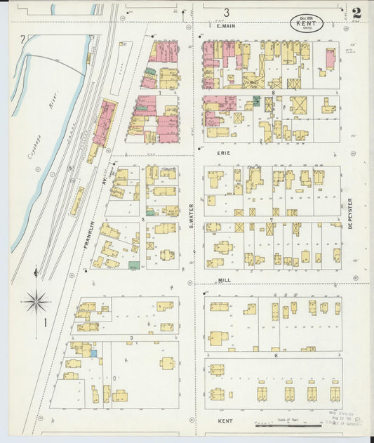 Sanborn Fire Insurance Map from Kent, Portage County, Ohio (1898), Sheet #0002 - Historic Sanborn Fire Insurance Map Print, vintage old map wall art, antique decor, genealogy gift, Ohio Ohio map