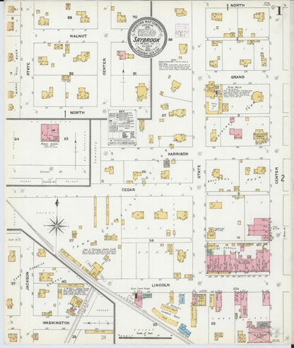 Sanborn Fire Insurance Map from Saybrook, McLean County, Illinois (1906), Sheet #0001 - Complete Map Set gallery image, historic Sanborn map, vintage wall art, Illinois Illinois