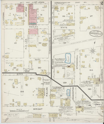 Sanborn Fire Insurance Map from Greenville, Hunt County, Texas (1885), Sheet #0002 - Complete Map Set gallery image, historic Sanborn map, vintage wall art, Texas Texas
