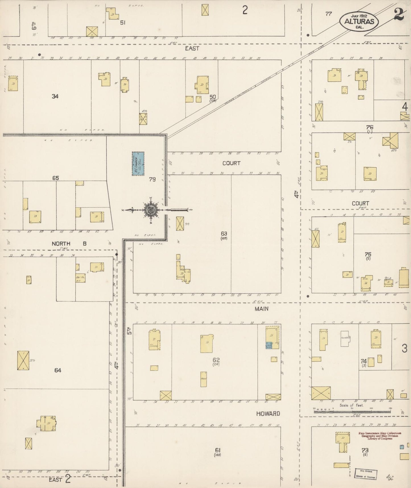Sanborn Fire Insurance Map from Alturas, Modoc County, California (1912), Sheet #0002 - Historic Sanborn Fire Insurance Map Print, vintage old map wall art, antique decor, genealogy gift, California California map