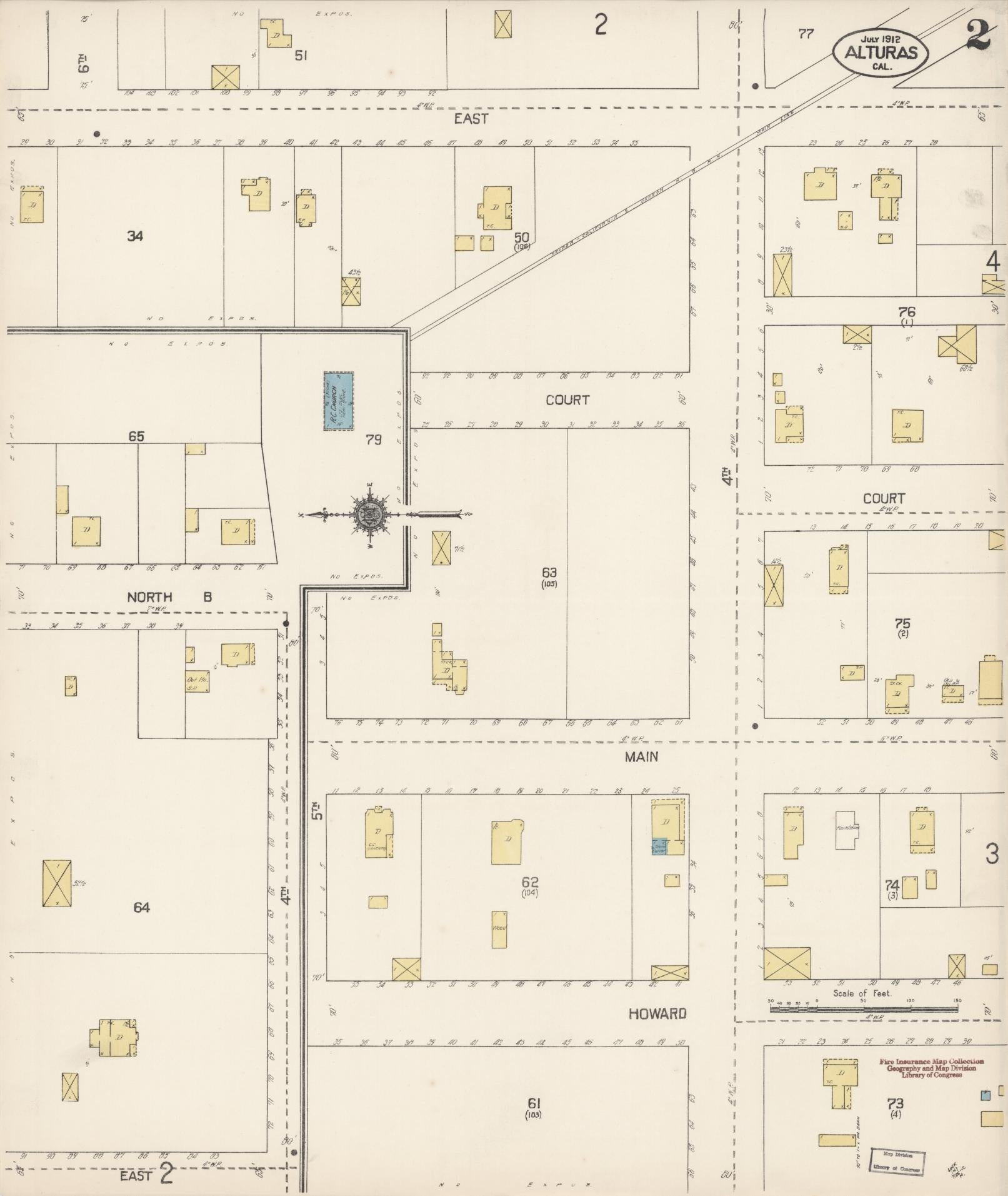 Sanborn Fire Insurance Map from Alturas, Modoc County, California (1912), Sheet #0002 - Historic Sanborn Fire Insurance Map Print, vintage old map wall art, antique decor, genealogy gift, California California map