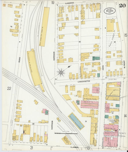 Sanborn Fire Insurance Map from Rome, Oneida County, New York (1899), Sheet #0020 - Complete Map Set gallery image, historic Sanborn map, vintage wall art, New York New York
