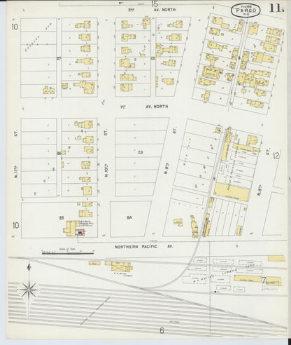 Sanborn Fire Insurance Map from Fargo, Cass County, North Dakota (1896), Sheet #0011 - Complete Map Set gallery image, historic Sanborn map, vintage wall art, North Dakota North Dakota