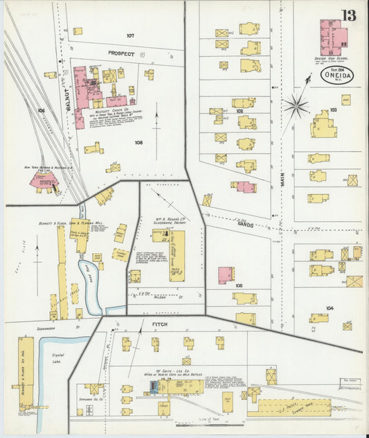 Sanborn Fire Insurance Map from Oneida, Madison County, New York (1904), Sheet #0012 - Historic Sanborn Fire Insurance Map Print, vintage old map wall art, antique decor, genealogy gift, New York New York map