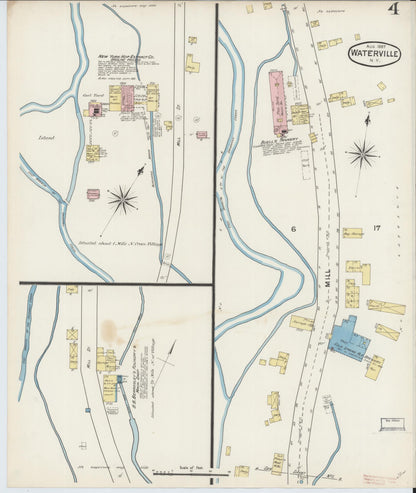 Sanborn Fire Insurance Map from Waterville, Oneida County, New York (1887), Sheet #0004 - Historic Sanborn Fire Insurance Map Print, vintage old map wall art, antique decor, genealogy gift, New York New York map