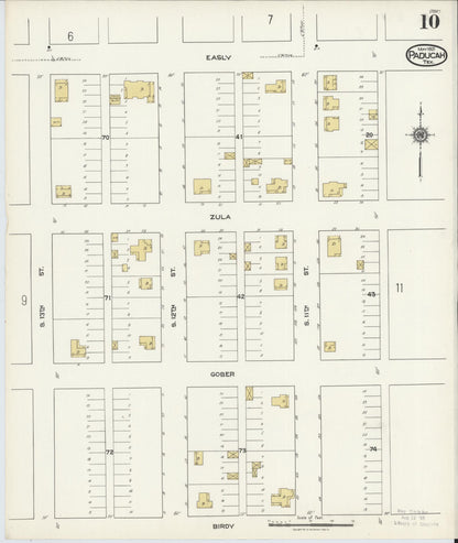 Sanborn Fire Insurance Map from Paducah, Cottle County, Texas (1921), Sheet #0010 - Complete Map Set gallery image, historic Sanborn map, vintage wall art, Texas Texas