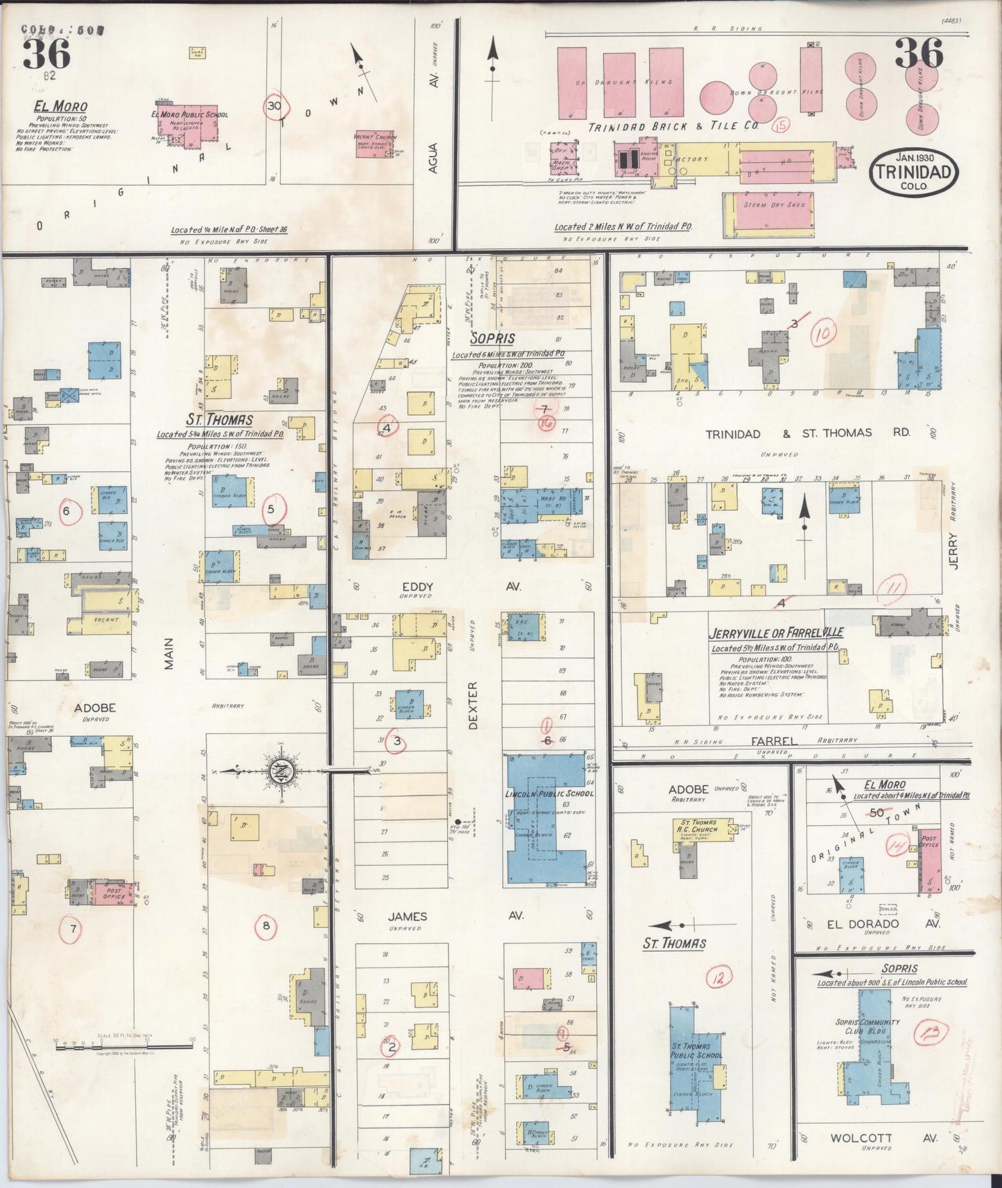 Sanborn Fire Insurance Map from Trinidad, Las Animas County, Colorado (1948), Sheet #0036 - Historic Sanborn Fire Insurance Map Print, vintage old map wall art, antique decor, genealogy gift, Colorado Colorado map