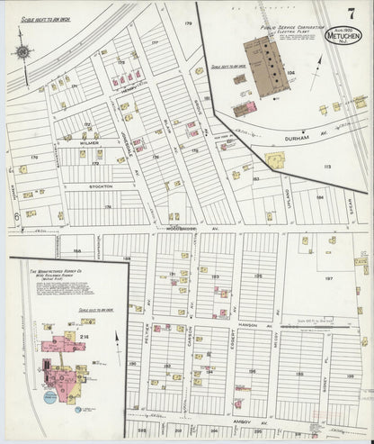 Sanborn Fire Insurance Map from Metuchen, Middlesex County, New Jersey (1920), Sheet #0007 - Complete Map Set gallery image, historic Sanborn map, vintage wall art, New Jersey New Jersey