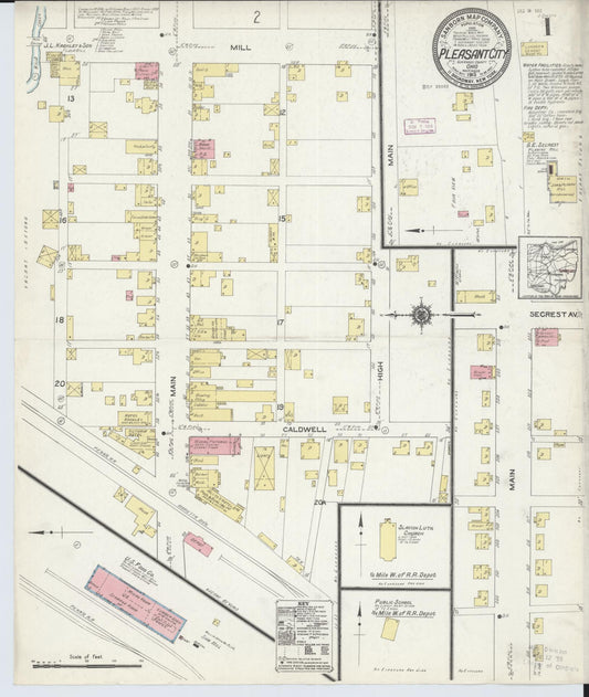 Sanborn Fire Insurance Map from Pleasant City, Guernsey County, Ohio (1913), Sheet #0001 - Complete Map Set gallery image, historic Sanborn map, vintage wall art, Ohio Ohio