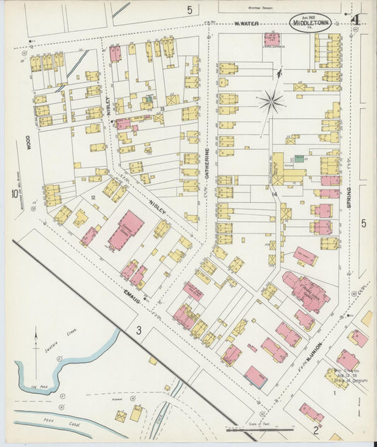 Sanborn Fire Insurance Map from Middletown, Dauphin County, Pennsylvania (1902), Sheet #0004 - Historic Sanborn Fire Insurance Map Print, vintage old map wall art, antique decor, genealogy gift, Pennsylvania Pennsylvania map