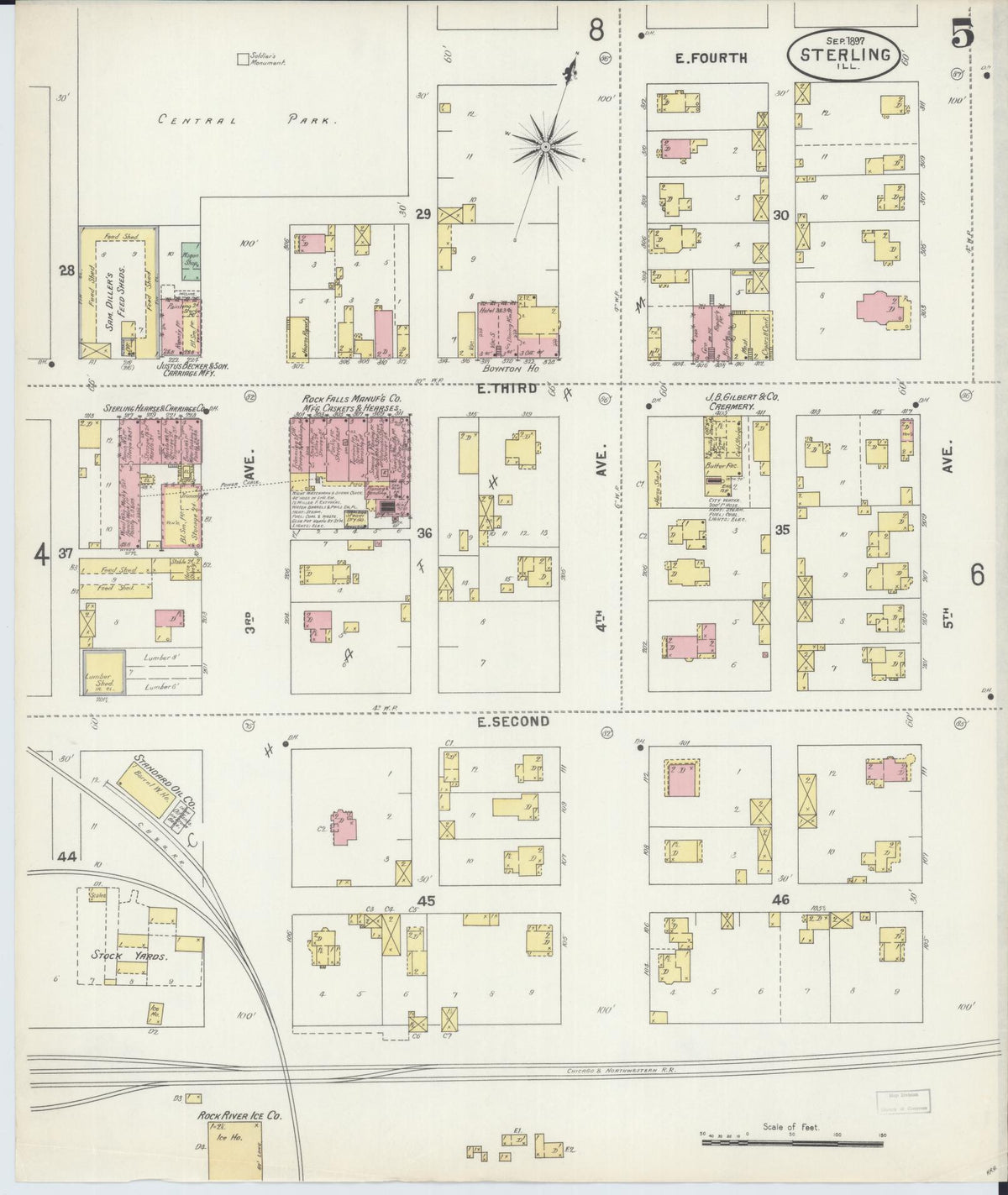 Sanborn Fire Insurance Map from Sterling, Whiteside County, Illinois (1897), Sheet #0005 - Complete Map Set gallery image, historic Sanborn map, vintage wall art, Illinois Illinois