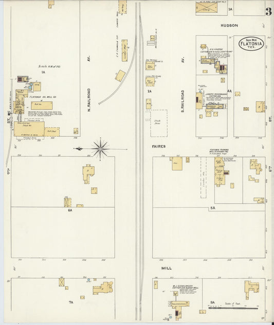Sanborn Fire Insurance Map from Flatonia, Fayette County, Texas (1906), Sheet #0003 - Historic Sanborn Fire Insurance Map Print, vintage old map wall art, antique decor, genealogy gift, Texas Texas map