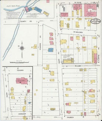 Sanborn Fire Insurance Map from Littleton, Arapahoe County, Colorado (1921), Sheet #0004 - Complete Map Set gallery image, historic Sanborn map, vintage wall art, Colorado Colorado