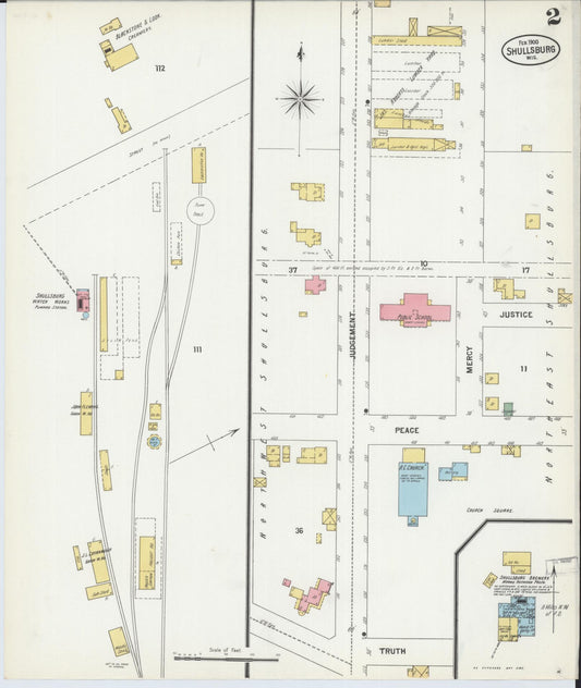 Sanborn Fire Insurance Map from Shullsburg, Lafayette County, Wisconsin (1900), Sheet #0002 - Historic Sanborn Fire Insurance Map Print, vintage old map wall art, antique decor, genealogy gift, Wisconsin Wisconsin map
