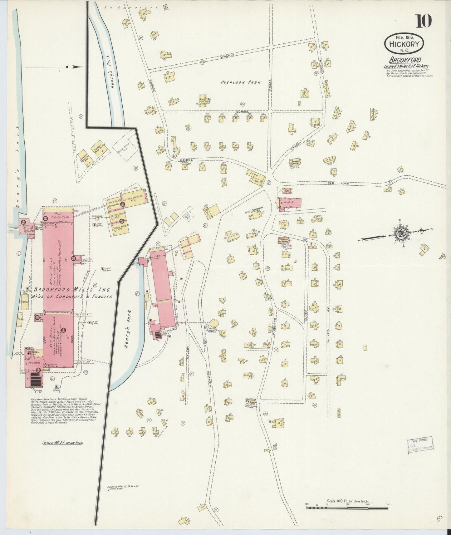 Sanborn Fire Insurance Map from Hickory, Catawba County, North Carolina (1913), Sheet #0010 - Complete Map Set gallery image, historic Sanborn map, vintage wall art, North Carolina North Carolina