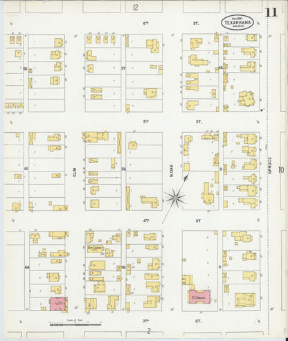 Sanborn Fire Insurance Map from Texarkana, Bowie County, Texas (1900), Sheet #0011 - Complete Map Set gallery image, historic Sanborn map, vintage wall art, Texas Texas