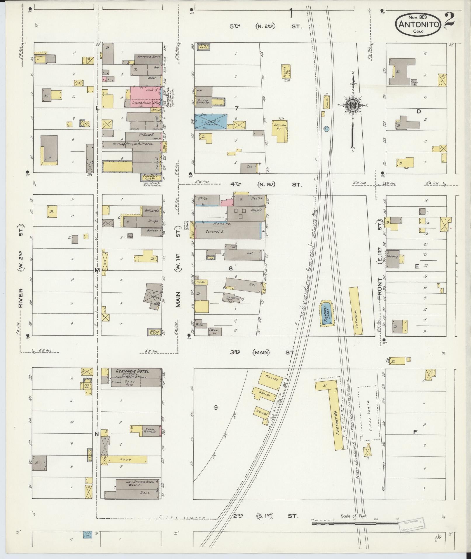 Sanborn Fire Insurance Map from Antonito, Conejos County, Colorado (1909), Sheet #0002 - Complete Map Set gallery image, historic Sanborn map, vintage wall art, Colorado Colorado