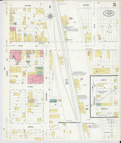 Sanborn Fire Insurance Map from Cando, Towner County, North Dakota (1908), Sheet #0003 - Complete Map Set gallery image, historic Sanborn map, vintage wall art, North Dakota North Dakota