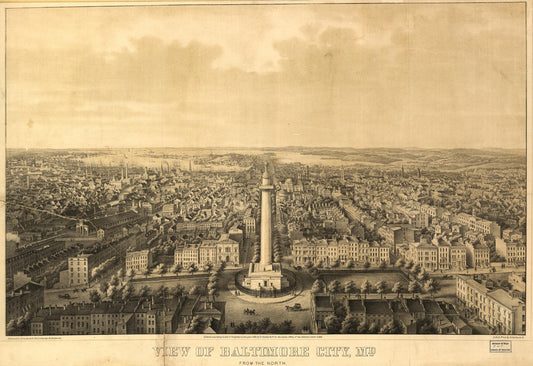 View of Baltimore City, Md., from the North (1862) – Historic Bird’s-Eye View Panorama Print