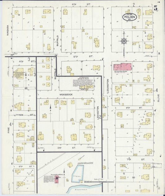 Sanborn Fire Insurance Map from Holden, Johnson County, Missouri (1914), Sheet #0005 - Historic Sanborn Fire Insurance Map Print, vintage old map wall art, antique decor, genealogy gift, Missouri Missouri map