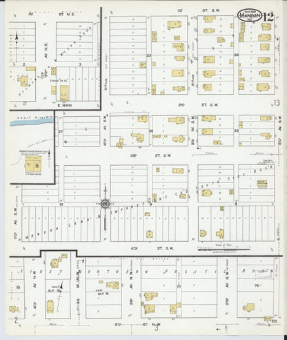 Sanborn Fire Insurance Map from Mandan, Morton County, North Dakota (1919), Sheet #0012 - Complete Map Set gallery image, historic Sanborn map, vintage wall art, North Dakota North Dakota