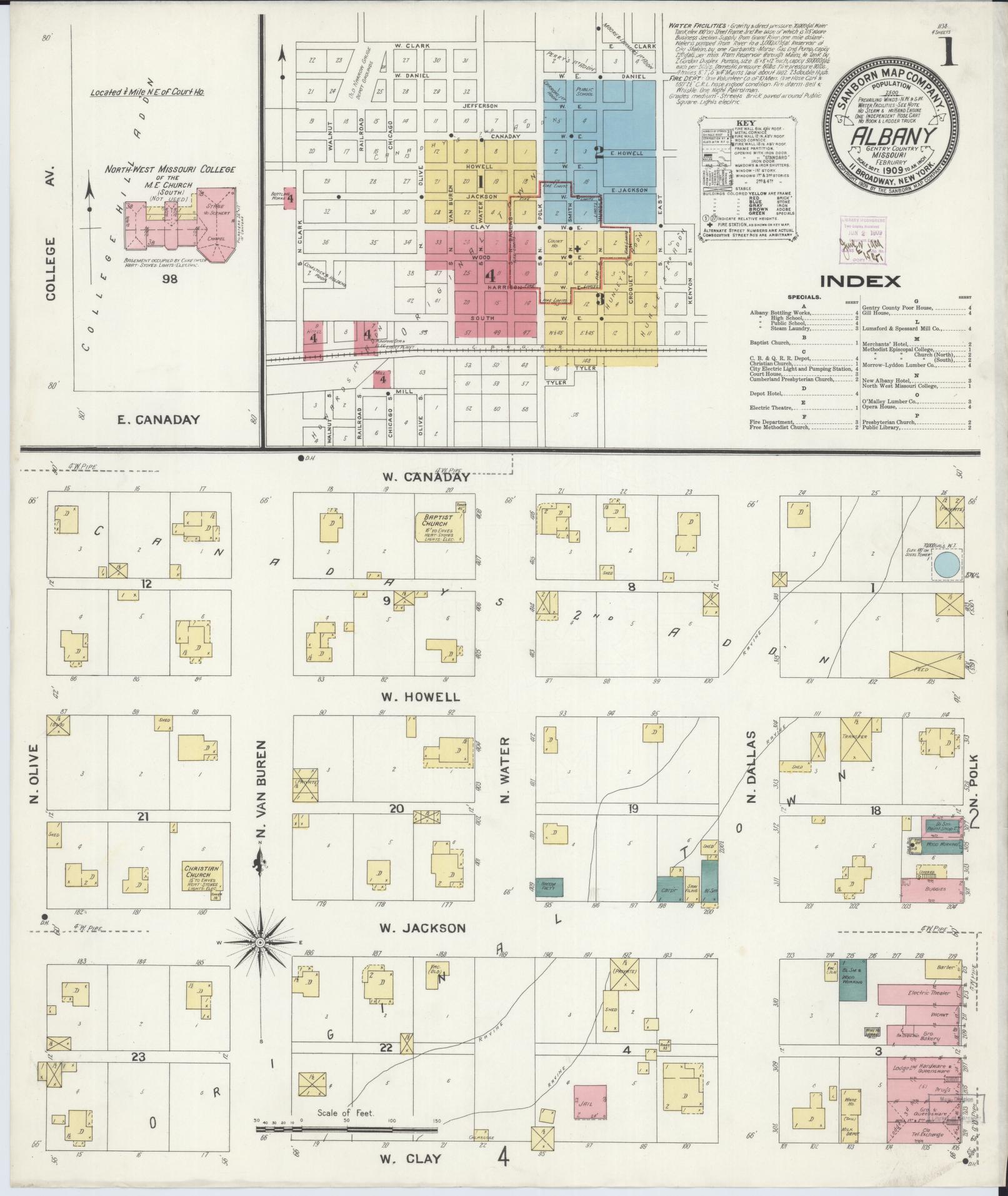 Sanborn Fire Insurance Map from Albany, Gentry County, Missouri. (1909) – Historic Sanborn Fire Insurance Map Print