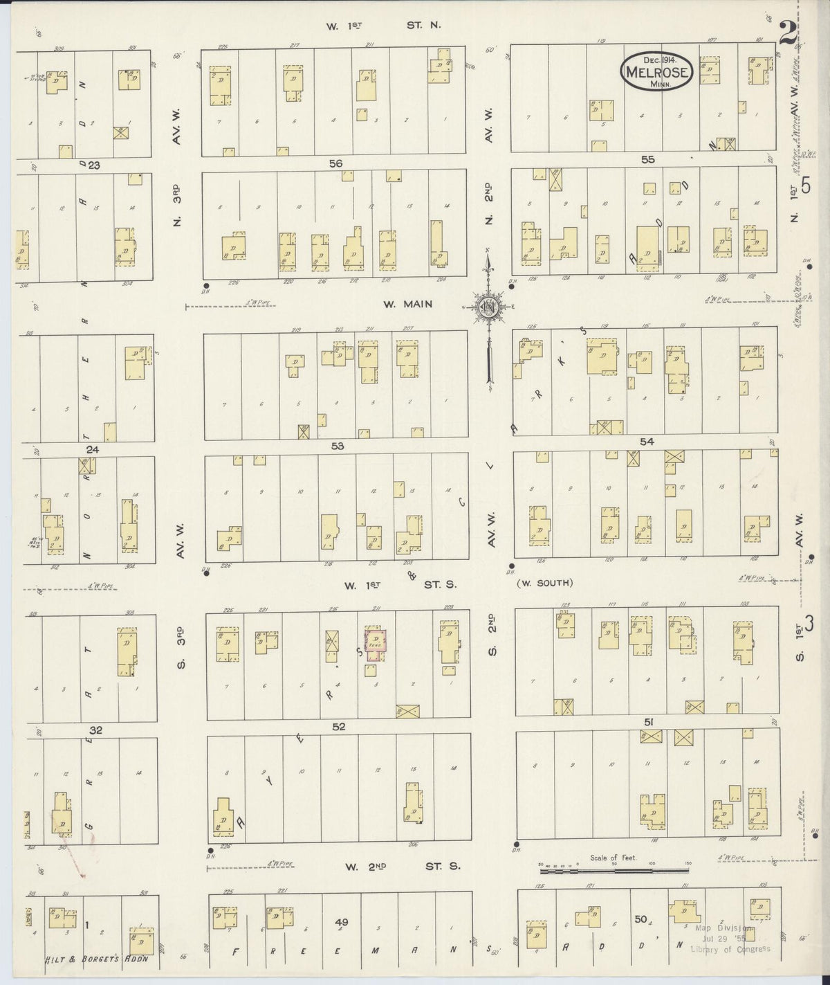 Sanborn Fire Insurance Map from Melrose, Stearns County, Minnesota (1914), Sheet #0002 - Historic Sanborn Fire Insurance Map Print, vintage old map wall art, antique decor, genealogy gift, Minnesota Minnesota map