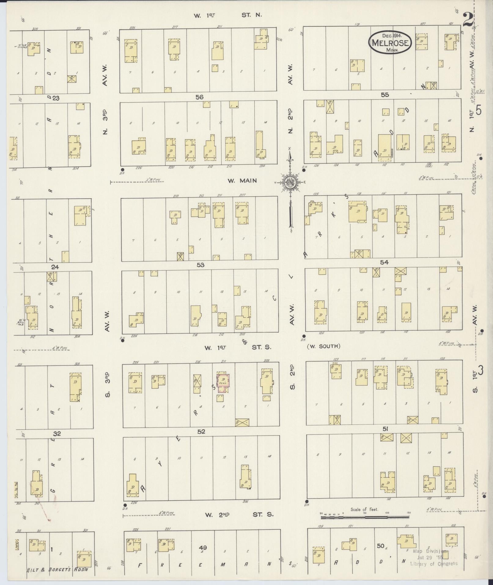 Sanborn Fire Insurance Map from Melrose, Stearns County, Minnesota (1914), Sheet #0002 - Historic Sanborn Fire Insurance Map Print, vintage old map wall art, antique decor, genealogy gift, Minnesota Minnesota map