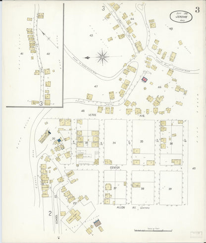 Sanborn Fire Insurance Map from Jerome, Yavapai County, Arizona (1901), Sheet #0003 - Complete Map Set gallery image, historic Sanborn map, vintage wall art, Arizona Arizona