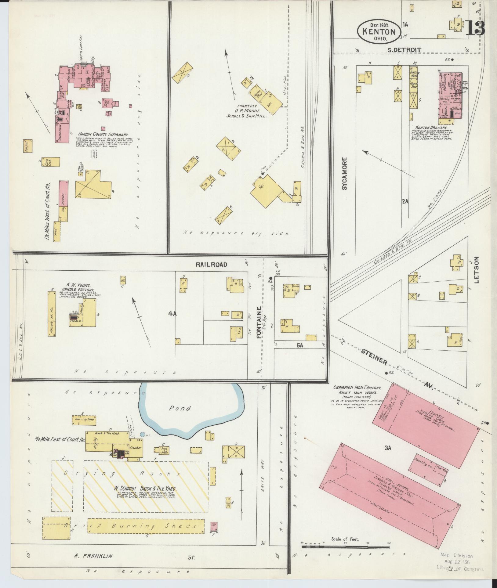 Sanborn Fire Insurance Map from Kenton, Hardin County, Ohio (1902), Sheet #0013 - Complete Map Set gallery image, historic Sanborn map, vintage wall art, Ohio Ohio