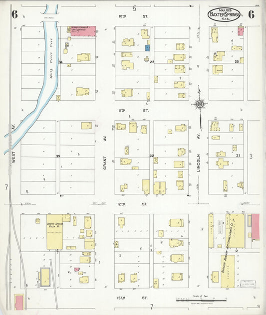 Sanborn Fire Insurance Map from Baxter Springs, Cherokee County, Kansas (1926), Sheet #0006 - Historic Sanborn Fire Insurance Map Print, vintage old map wall art, antique decor, genealogy gift, Kansas Kansas map