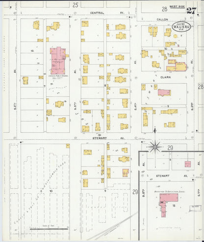 Sanborn Fire Insurance Map from Wausau, Marathon County, Wisconsin (1904), Sheet #0027 - Complete Map Set gallery image, historic Sanborn map, vintage wall art, Wisconsin Wisconsin