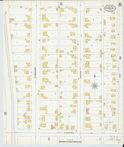 Sanborn Fire Insurance Map from Shelby, Richland County, Ohio (1904), Sheet #0008 - Historic Sanborn Fire Insurance Map Print, vintage old map wall art, antique decor, genealogy gift, Ohio Ohio map