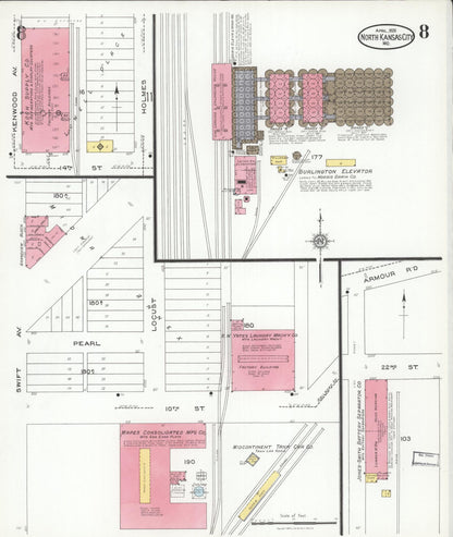 Sanborn Fire Insurance Map from North Kansas City, Clay County, Missouri (1926), Sheet #0008 - Complete Map Set gallery image, historic Sanborn map, vintage wall art, Kansas Kansas