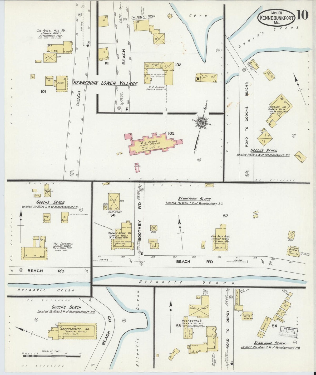 Sanborn Fire Insurance Map from Kennebunkport, York County, Maine (1911), Sheet #0010 - Complete Map Set gallery image, historic Sanborn map, vintage wall art, Maine Maine