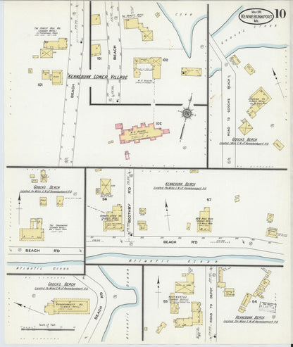 Sanborn Fire Insurance Map from Kennebunkport, York County, Maine (1911), Sheet #0010 - Complete Map Set gallery image, historic Sanborn map, vintage wall art, Maine Maine