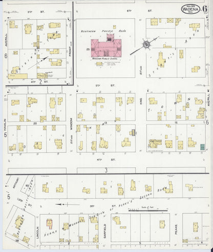 Sanborn Fire Insurance Map from Wadena, Wadena County, Minnesota (1909), Sheet #0006 - Complete Map Set gallery image, historic Sanborn map, vintage wall art, Minnesota Minnesota