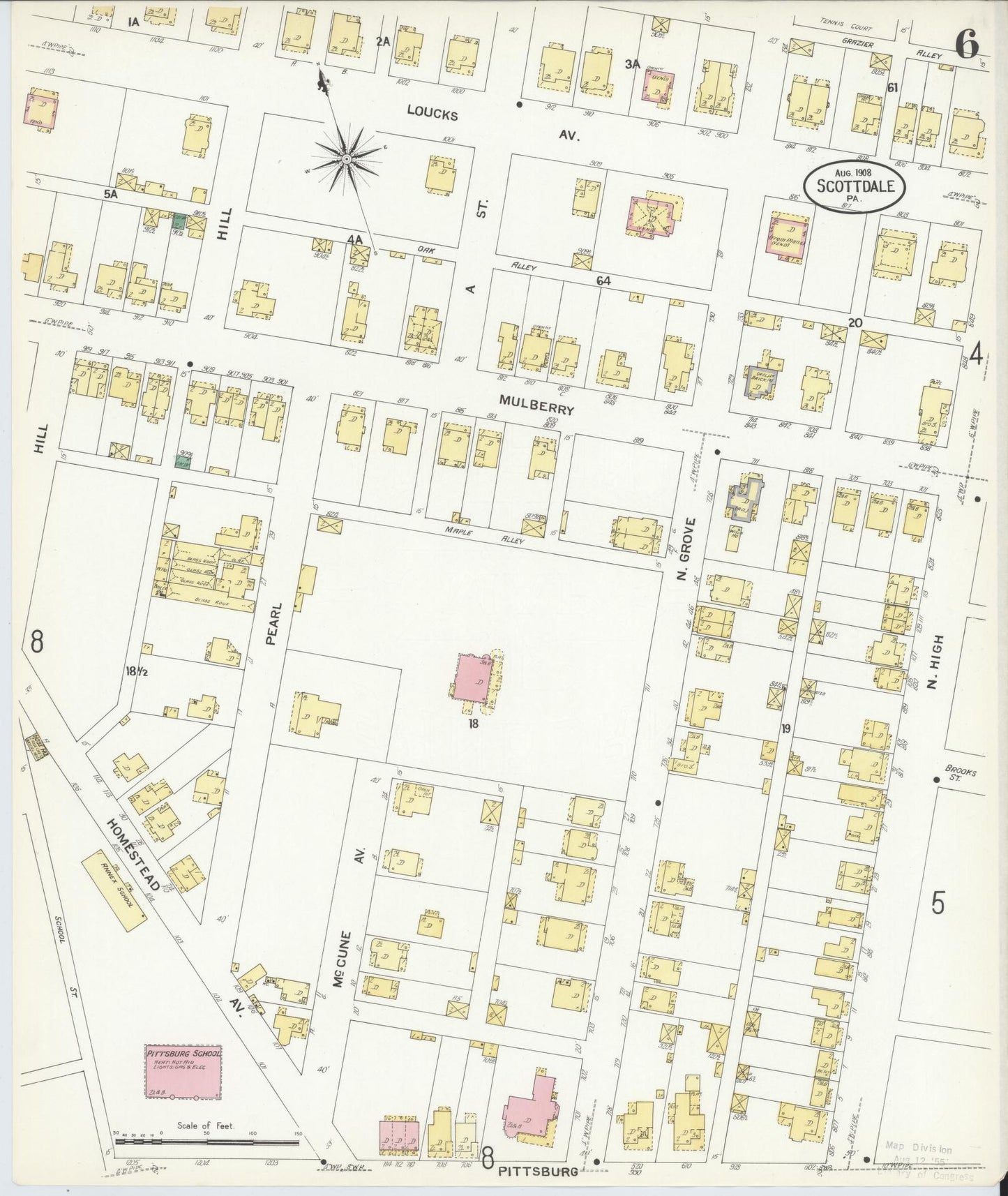 Sanborn Fire Insurance Map from Scottdale, Westmoreland County, Pennsylvania (1908), Sheet #0006 - Complete Map Set gallery image, historic Sanborn map, vintage wall art, Pennsylvania Pennsylvania
