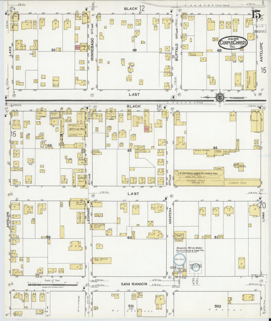 Sanborn Fire Insurance Map from Corpus Christi, Nueces County, Texas (1919), Sheet #0015 - Historic Sanborn Fire Insurance Map Print, vintage old map wall art, antique decor, genealogy gift, Texas Texas map