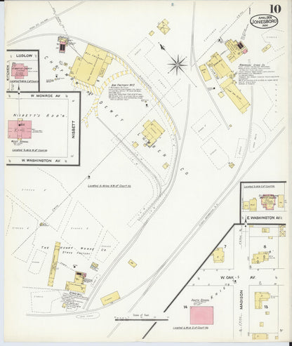 Sanborn Fire Insurance Map from Jonesboro, Craighead County, Arkansas (1908), Sheet #0010 - Complete Map Set gallery image, historic Sanborn map, vintage wall art, Arkansas Arkansas