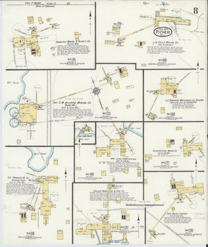 Sanborn Fire Insurance Map from Picher, Ottawa County, Oklahoma (1920), Sheet #0008 - Complete Map Set gallery image, historic Sanborn map, vintage wall art, Oklahoma Oklahoma
