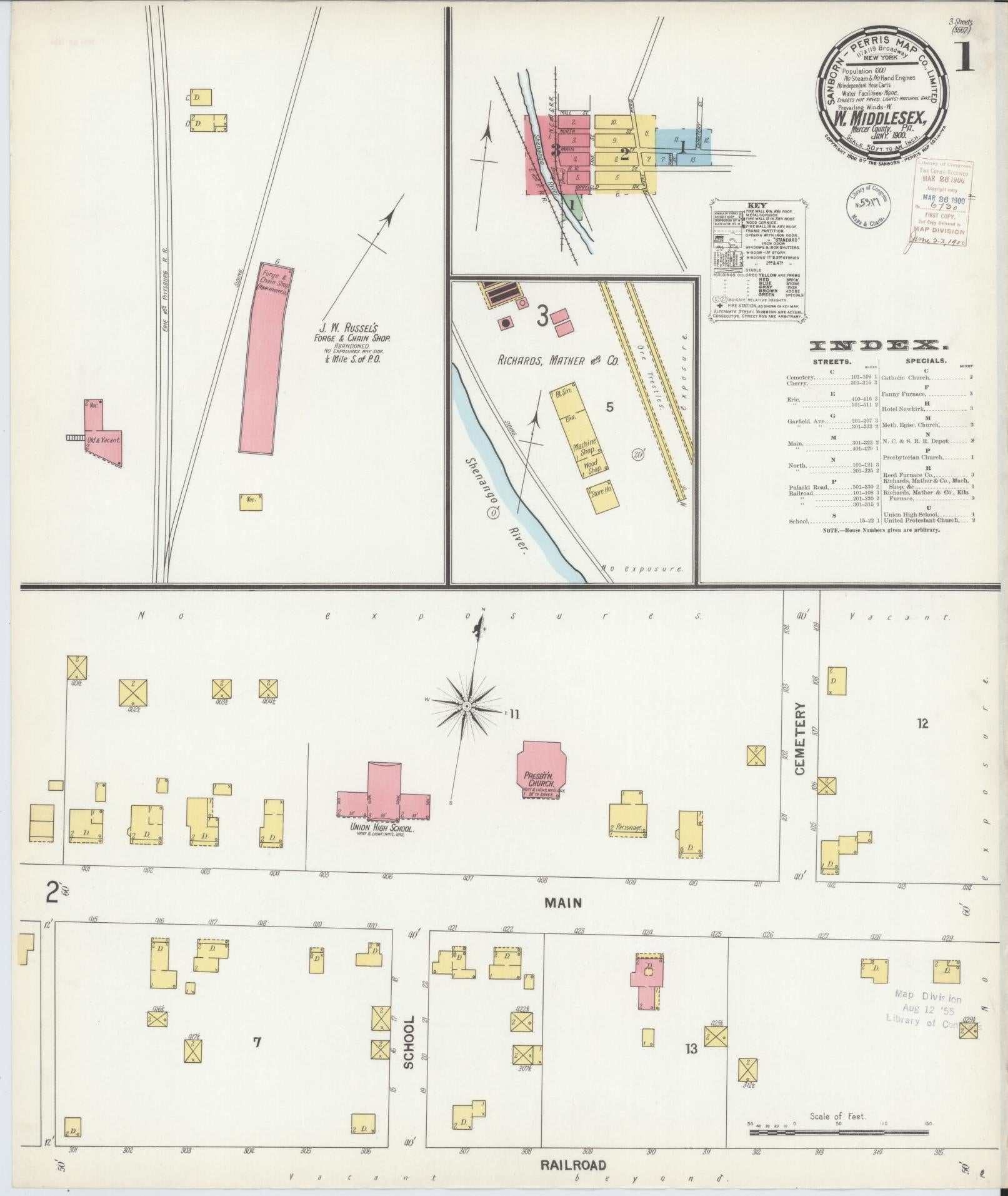 Sanborn Fire Insurance Map from West Middlesex, Mercer County, Pennsylvania (1900), Sheet #0001 - Complete Map Set gallery image, historic Sanborn map, vintage wall art, Pennsylvania Pennsylvania
