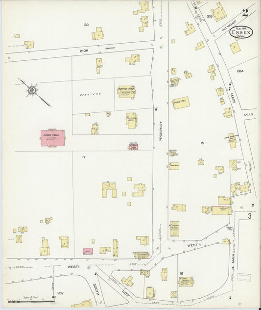 Sanborn Fire Insurance Map from Essex, Middlesex County, Connecticut (1914), Sheet #0002 - Historic Sanborn Fire Insurance Map Print, vintage old map wall art, antique decor, genealogy gift, Connecticut Connecticut map