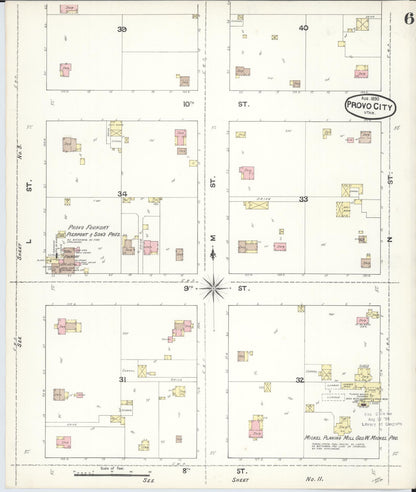 Sanborn Fire Insurance Map from Provo, Utah County, Utah (1890), Sheet #0006 - Complete Map Set gallery image, historic Sanborn map, vintage wall art, Provo Utah