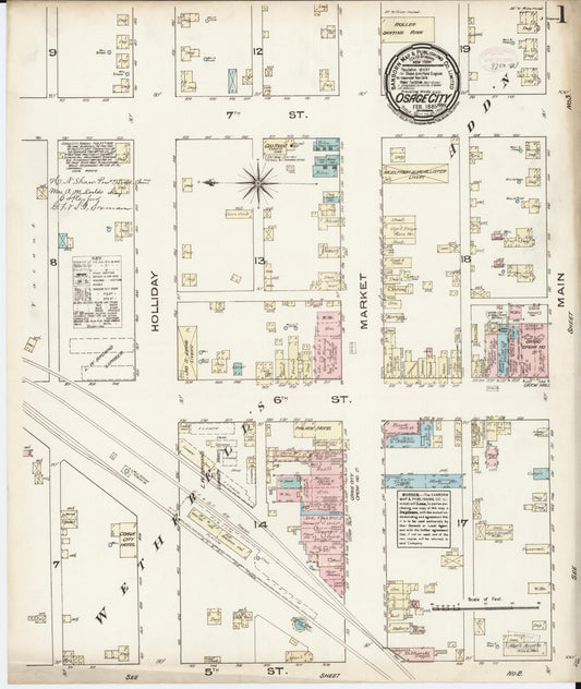 Sanborn Fire Insurance Map from Osage City, Osage County, Kansas (1885), Sheet #0001 - Complete Map Set gallery image, historic Sanborn map, vintage wall art, Kansas Kansas