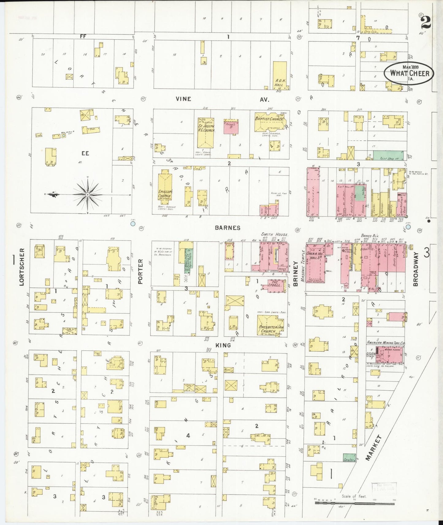Sanborn Fire Insurance Map from What Cheer, Keokuk County, Iowa (1899), Sheet #0002 - Historic Sanborn Fire Insurance Map Print