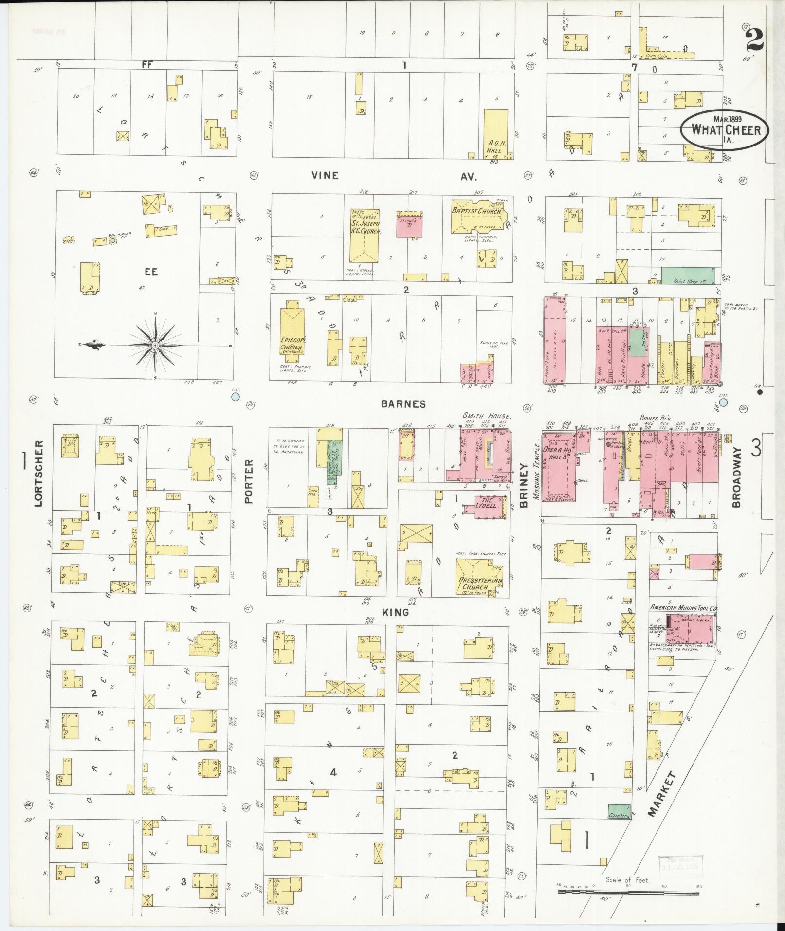 Sanborn Fire Insurance Map from What Cheer, Keokuk County, Iowa (1899), Sheet #0002 - Historic Sanborn Fire Insurance Map Print
