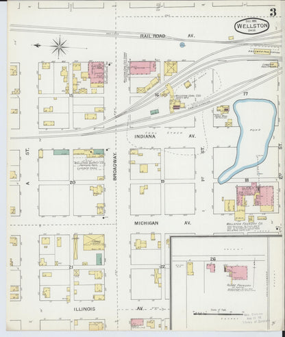 Sanborn Fire Insurance Map from Wellston, Jackson County, Ohio (1892), Sheet #0003 - Complete Map Set gallery image, historic Sanborn map, vintage wall art, Ohio Ohio