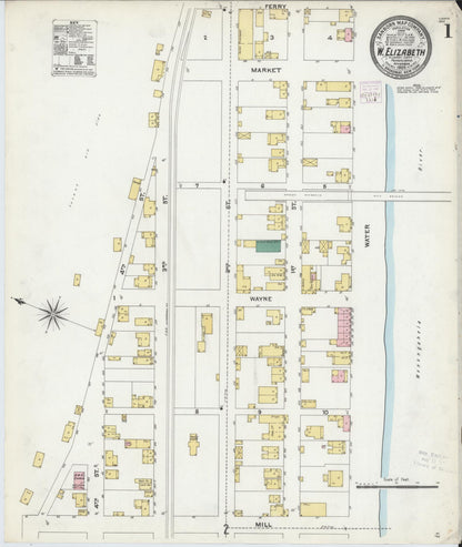 Sanborn Fire Insurance Map from West Elizabeth, Allegheny County, Pennsylvania (1905), Sheet #0001 - Complete Map Set gallery image, historic Sanborn map, vintage wall art, Pennsylvania Pennsylvania